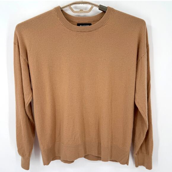 Naadam Womens 100% Cashmere Crewneck Sweater Camel Lightweight Size Large - Picture 1 of 5